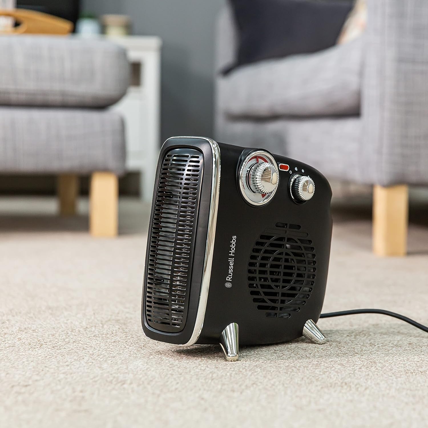 Russell Hobbs Retro Electric Heater 2 Heat Settings 1800W Black