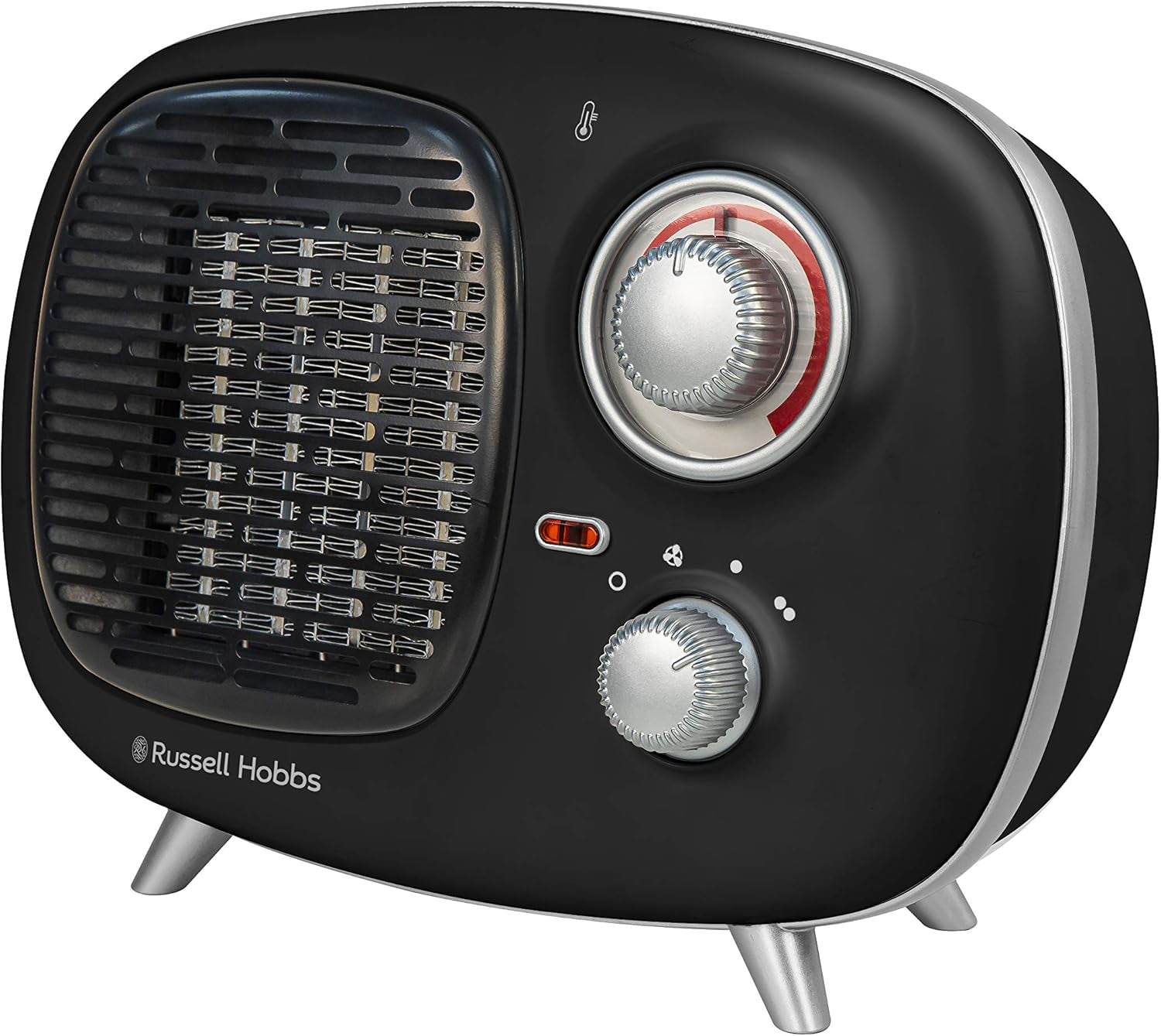 Russell Hobbs Retro Portable Ceramic Electric Heater 2 Heat Settings 1500W Black