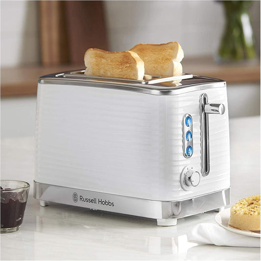 Inspire 2 Slice Toaster (Extra Wide Slots, High Lift Feature, 6 Browning Levels, Frozen/Cancel/Reheat Function with Blue LED Illumination, 1050W, White Textured High Gloss) 24370