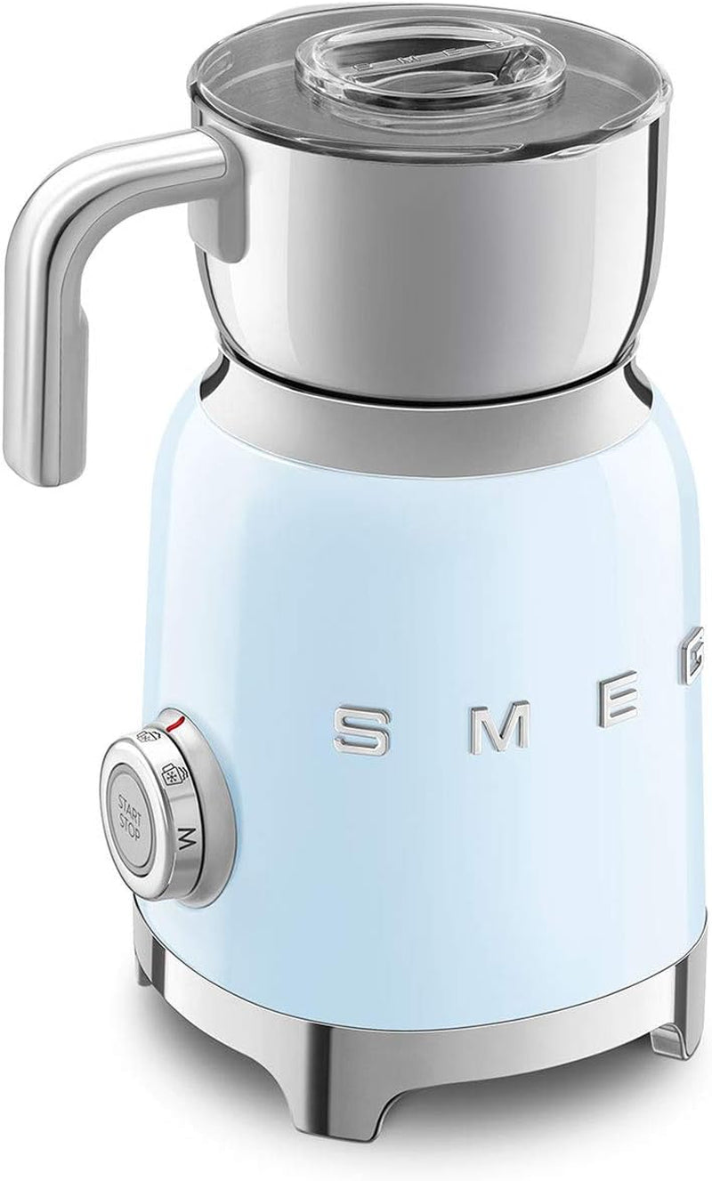 SMEG Retro 50'S Style Milk Frother with 2 Disks 6 Preset Programs Hot or Cold Frothing and Induction Heating (Pastel Blue)