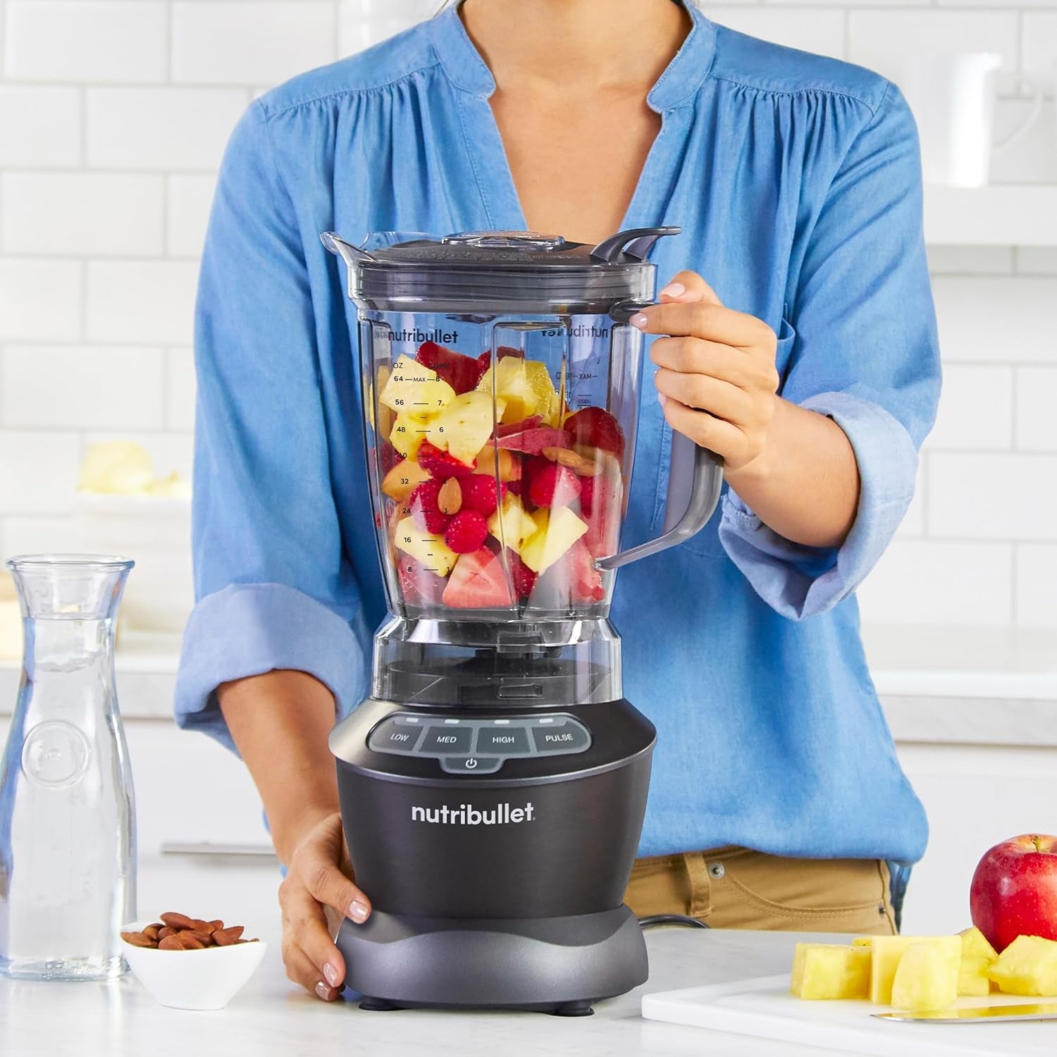 Nutribullet Countertop Blender for Shakes, Smoothies, Food Prep, and Frozen Blending, 64 Ounces, 1200 Watt, Dark Gray NBF50400