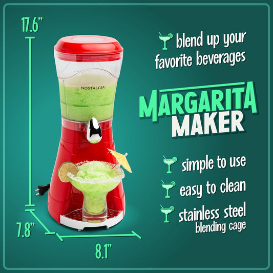 Nostalgia Margarita Machine - Blender for Smoothies, Margaritas, Daiquiris, and Slushies - Red - 64-Ounce