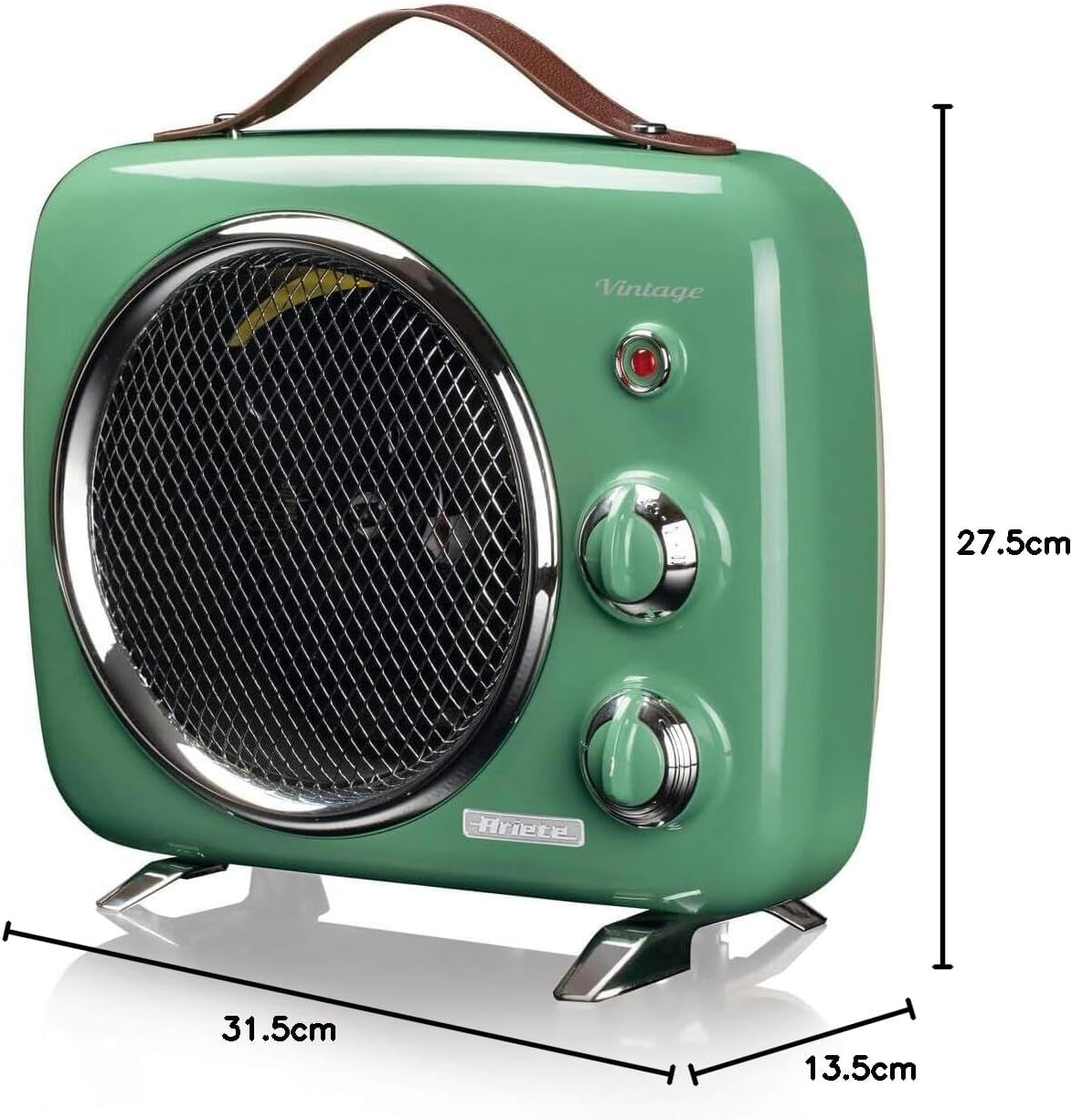 Termoventilatore Vintage, Freddo E Caldo, Termostato Regolabile, Maniglia per Facile Trasporto, 2000 W, Verde