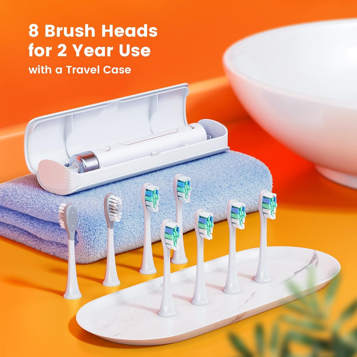 Bitvae Sonic Whitening Toothbrush with 8 Brush Heads & Travel Case 5 Modes