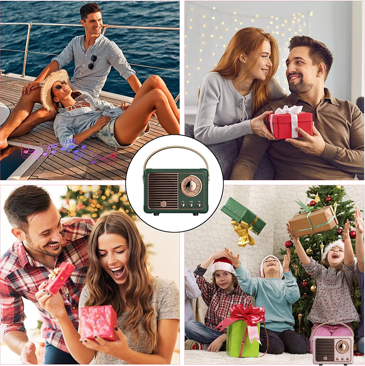 Dosmix Wireless Retro Speakers with Powerful Sound Alexa Support Green