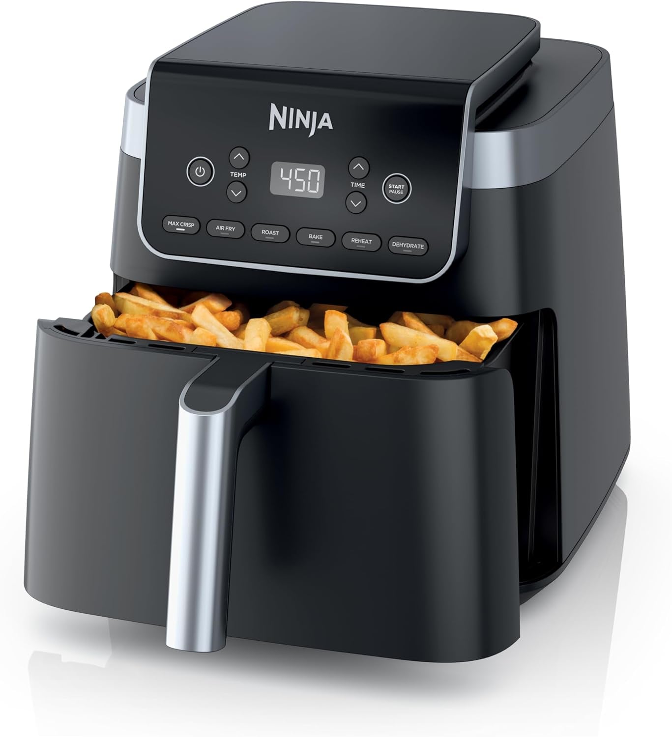 Ninja Air Fryer Pro XL 6-In-1 with 6.5 QT Capacity, Max Crisp, Air Fry, Air Roast, Bake, Reheat, Dehydrate, Max Crisp Technology with 450F, Nonstick Basket & Crisper Plate, Grey, AF181