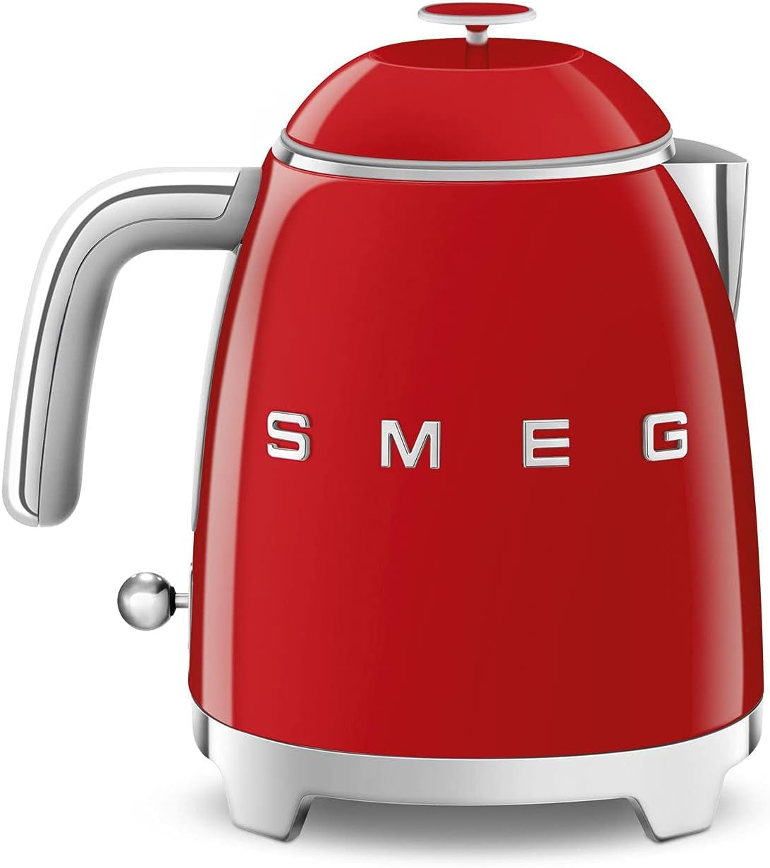 SMEG Mini 50'S Retro Style 3 Cup Electric Kettle with Double Wall anti Slip Base and Water Level Indicator (Red)