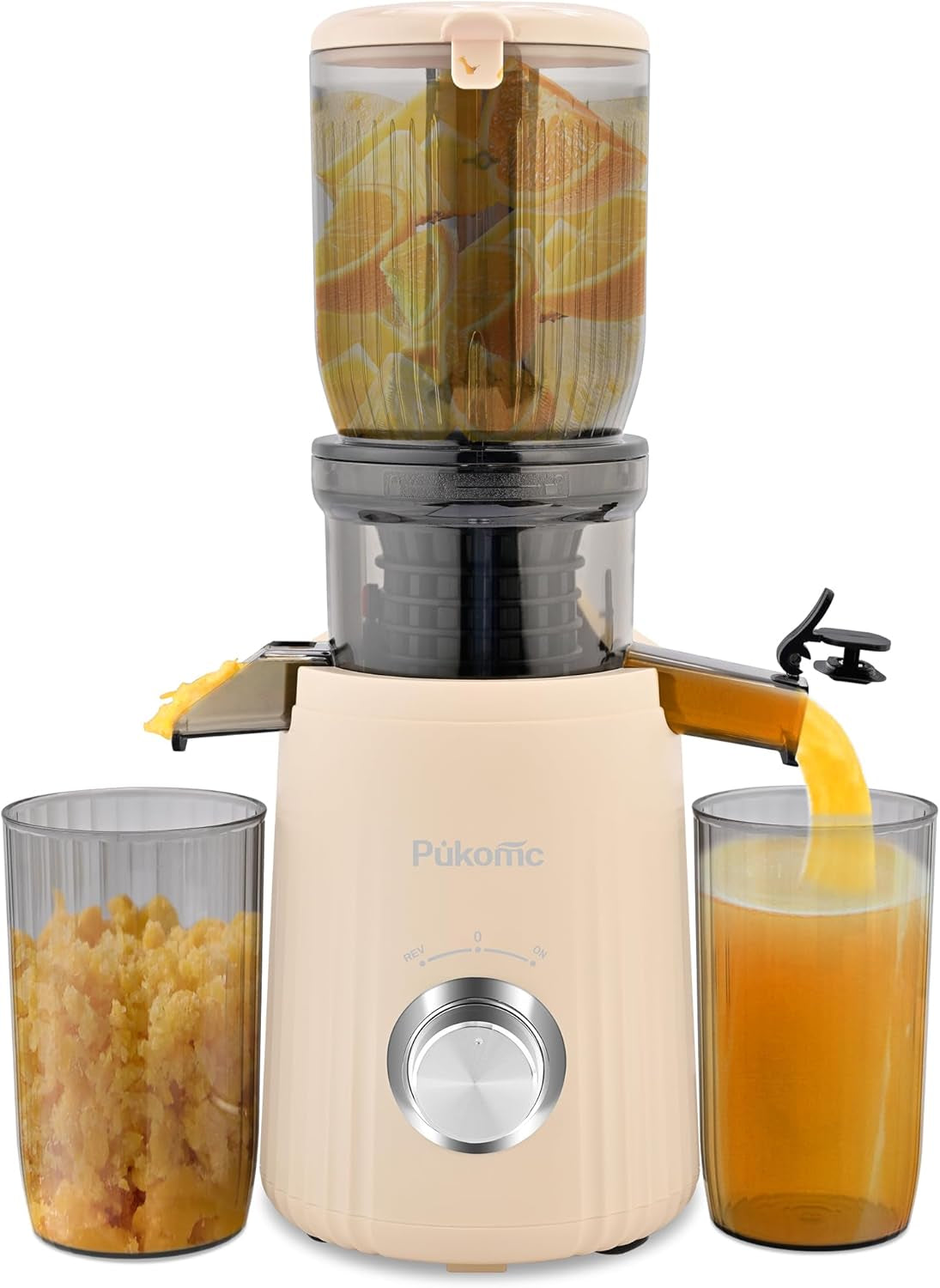 Pukomc Juicer Machines, Cold Press Juicer with 4.1'' Large Feed，Slow Masticating Machines Chute Fit Whole Vegetable and Fruit，High Juice Yield Juicer Easy to Clean