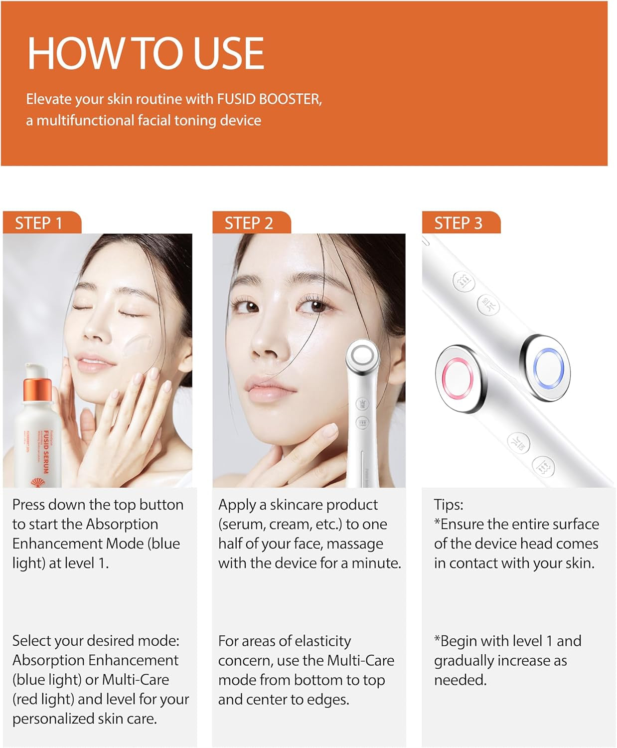 EASYTEM Fusid Booster - Microcurrent Facial Toning Tool | Korean Skincare for Skin Elasticity Multi-Functional