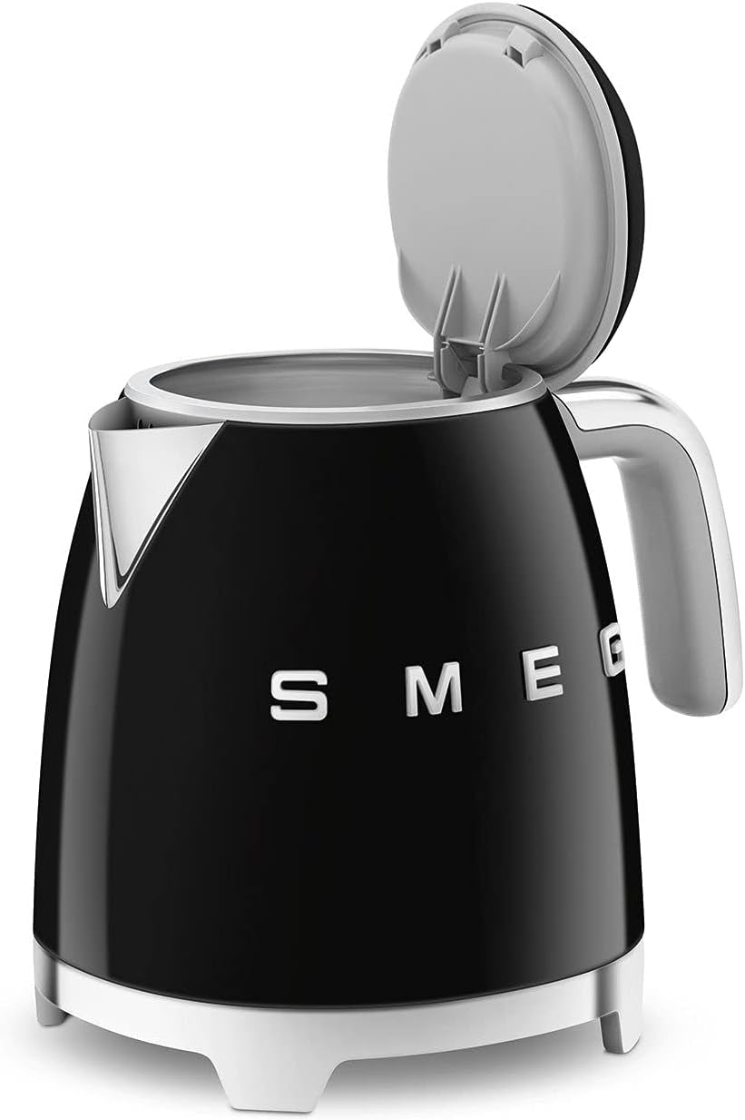 SMEG Mini 50'S Retro Style 3 Cup Electric Kettle with Double Wall anti Slip Base and Water Level Indicator (Black)