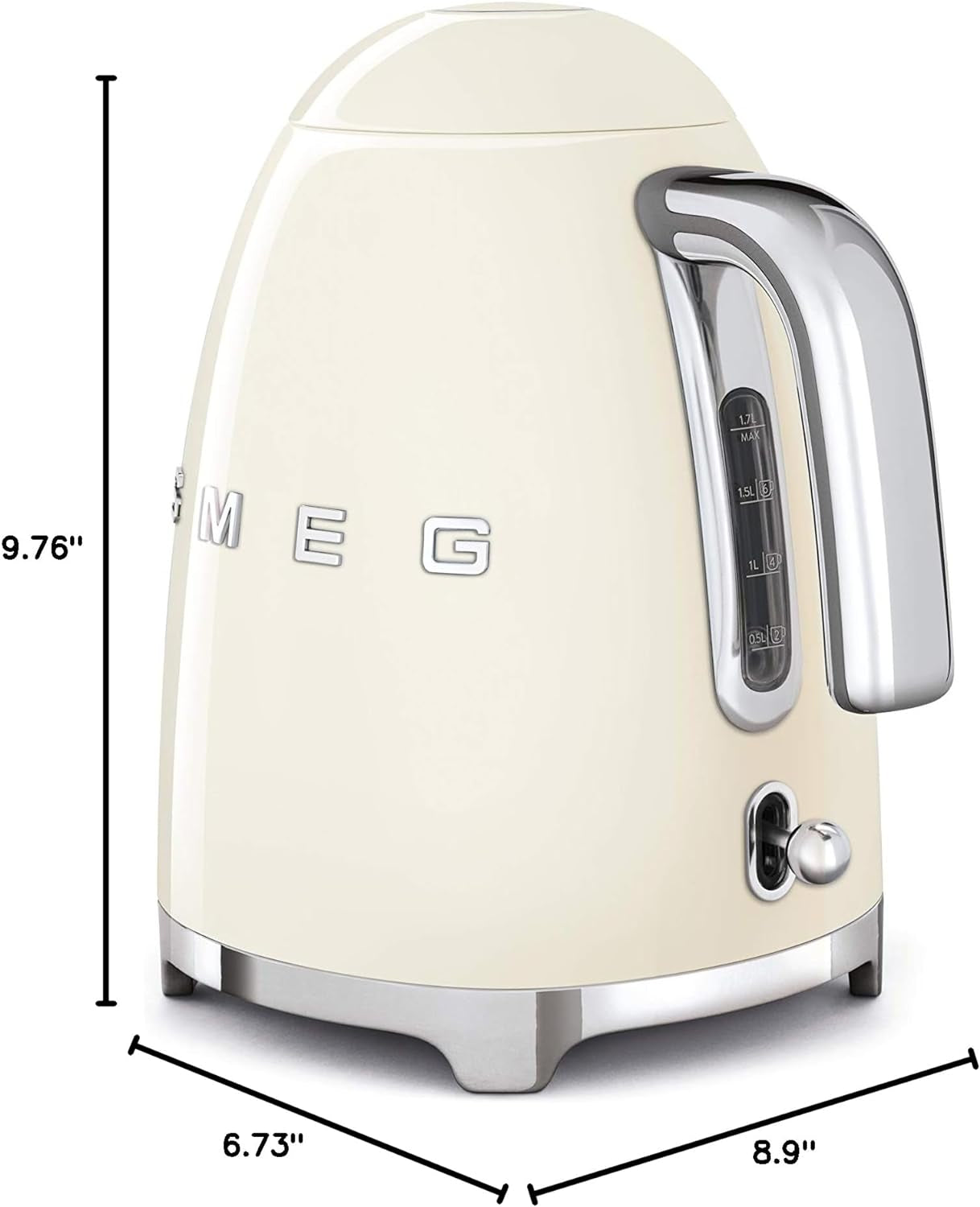 SMEG 50'S Retro Style Electric Water Kettle with Automatic Shutoff, Removable Base, and Water Indicator, KLF03CRUS, Cream