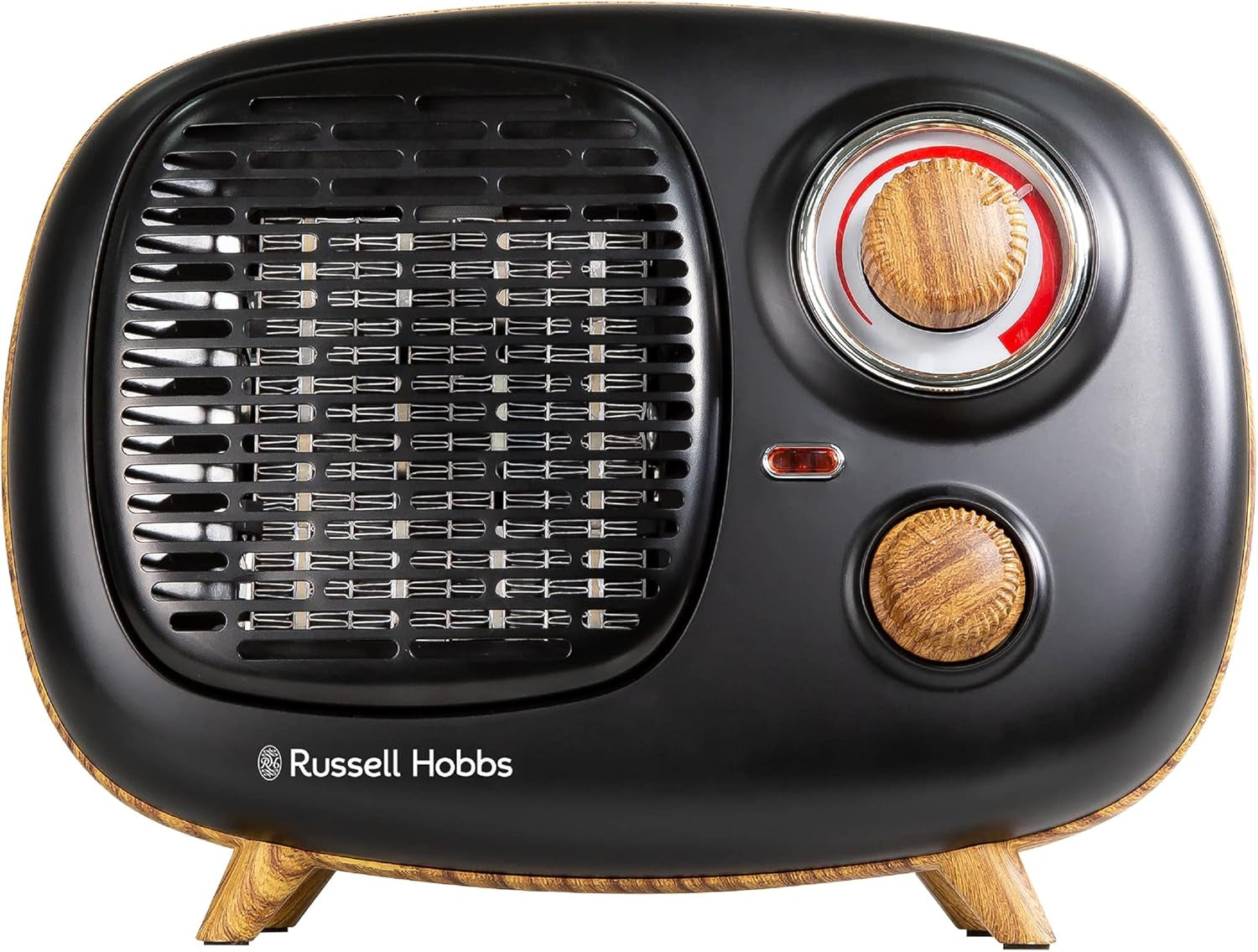 Russell Hobbs Retro Portable Ceramic Electric Heater 2 Heat Settings 1500W Black