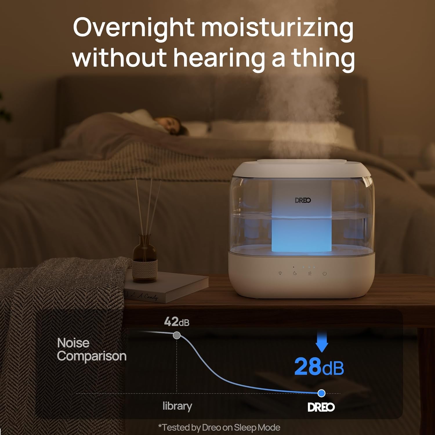 Dreo Humidifiers for Bedroom, Top Fill 4L Supersized Cool Mist Humidifier, 32H Runtime, 28 Db Quiet Ultrasonic Air Humidifier for Large Room, Plants, Baby Nursery, Indoor, Night Light, Easy to Clean