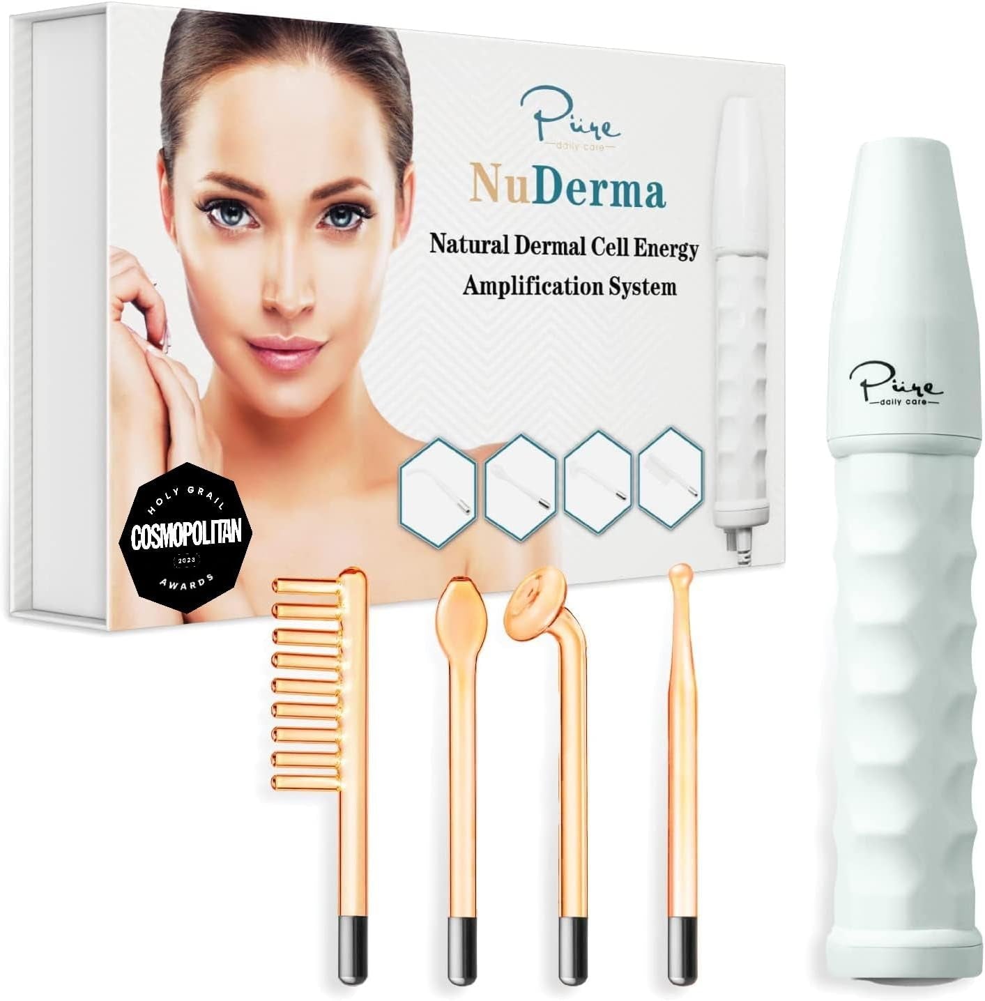 Nuderma Portable Handheld Skin Therapy Wand Machine With Neon | Anti-Aging Hair & Scalp Stimulator