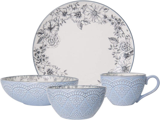 Pfaltzgraff Gabriela Gray 16-Piece Stoneware Dinnerware Set, Service for 4 - ,Gabriela Grey