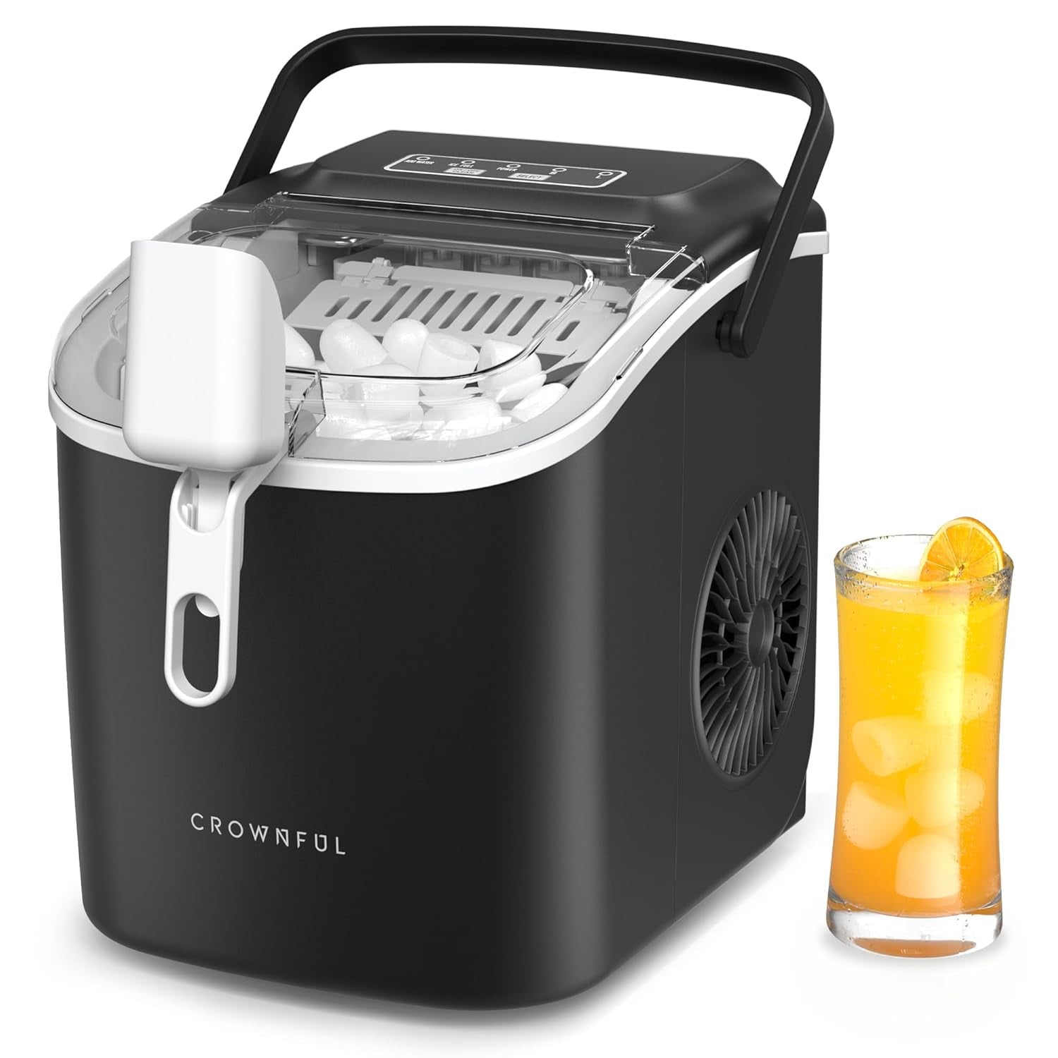 CROWNFUL Ice Maker Machine 9 Bullet Ice Cubes in 6 Mins