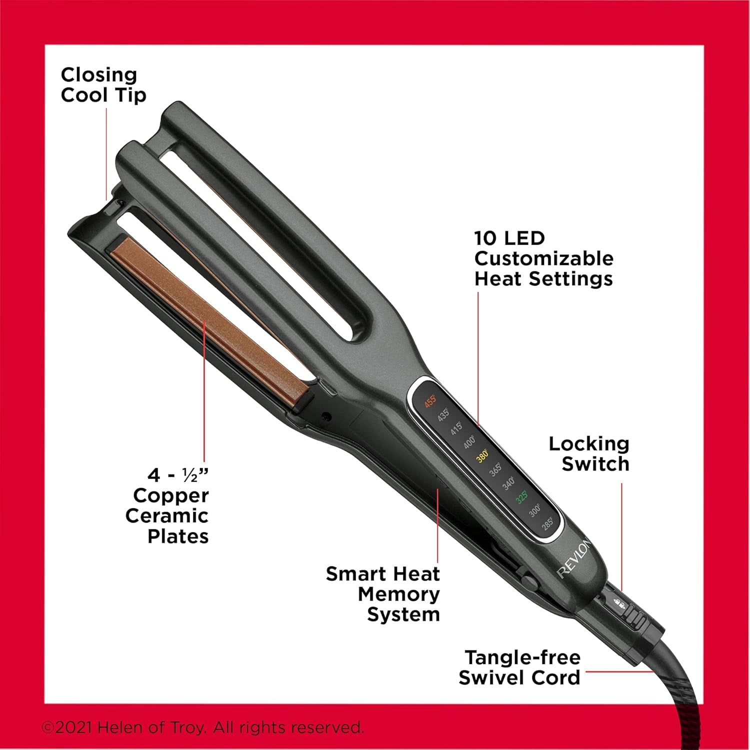 Revlon Double Straight Copper Ceramic Dual Plate Hair Straightener | Faster Styling and Reduced Damage Four 1/2 Inch Plates