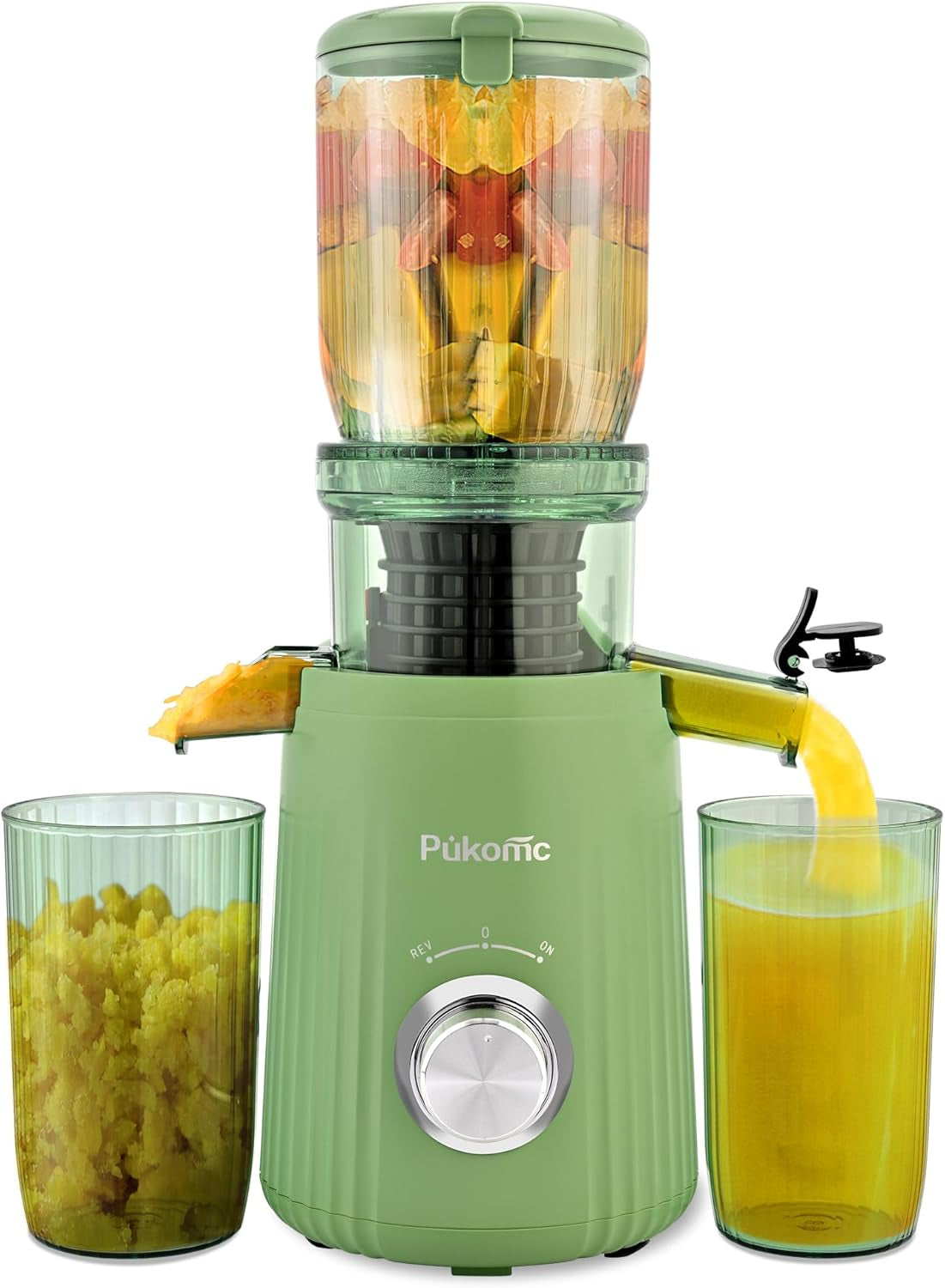 Pukomc Juicer Machines, Cold Press Juicer with 4.1'' Large Feed，Slow Masticating Machines Chute Fit Whole Vegetable and Fruit，High Juice Yield Juicer Easy to Clean