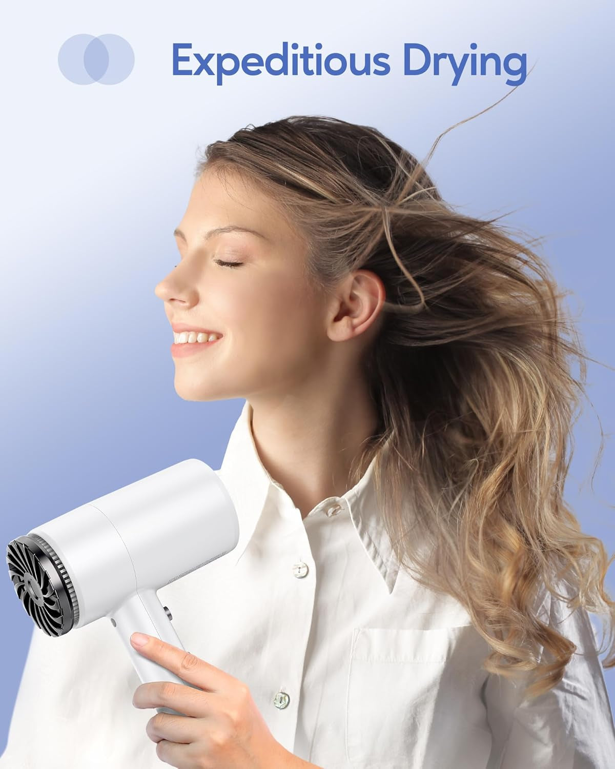 Wavytalk Hair Dryer with Diffuser Fast Drying with Concentrator White