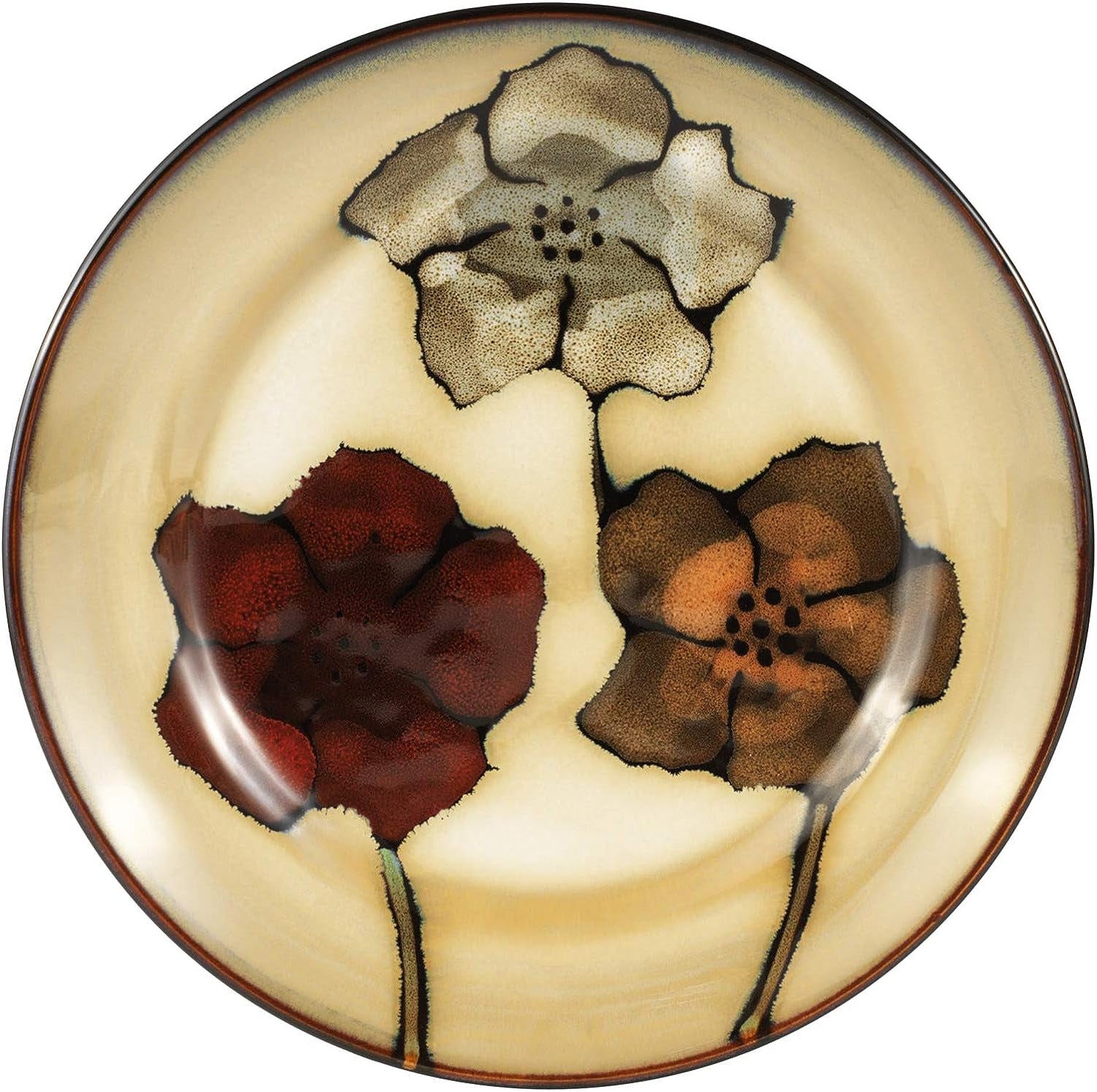 Pfaltzgraff Painted Poppies 16-Piece Stoneware Dinnerware Set, Service for 4, Tan/Assorted -