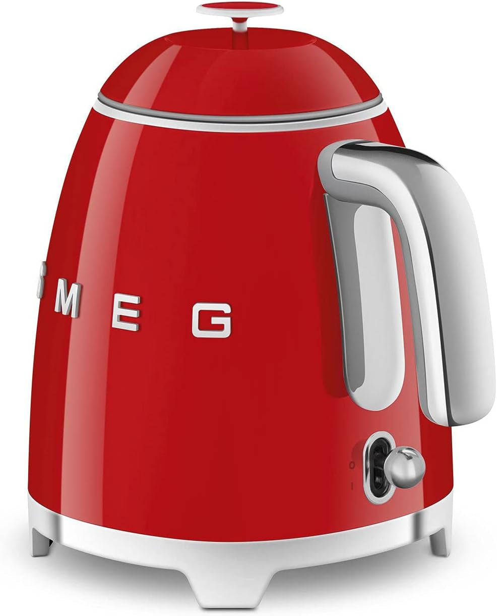 SMEG Mini 50'S Retro Style 3 Cup Electric Kettle with Double Wall anti Slip Base and Water Level Indicator (Red)