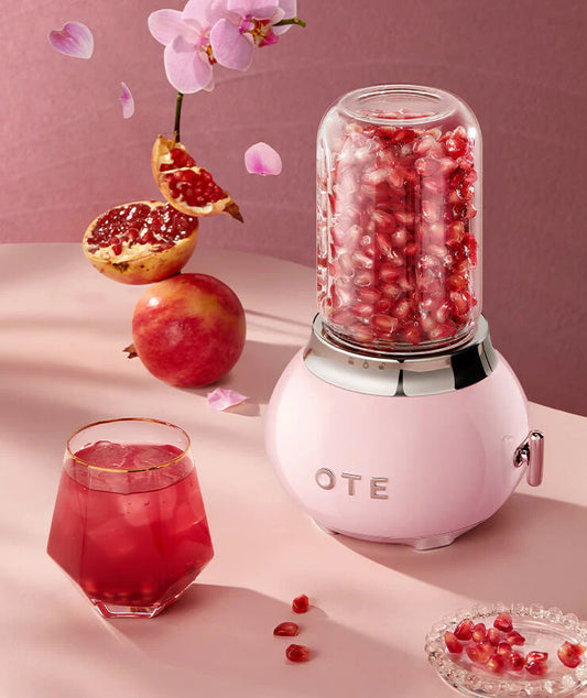 OTE Retro Blender Smoothie Maker 400ml Glass Container Pink